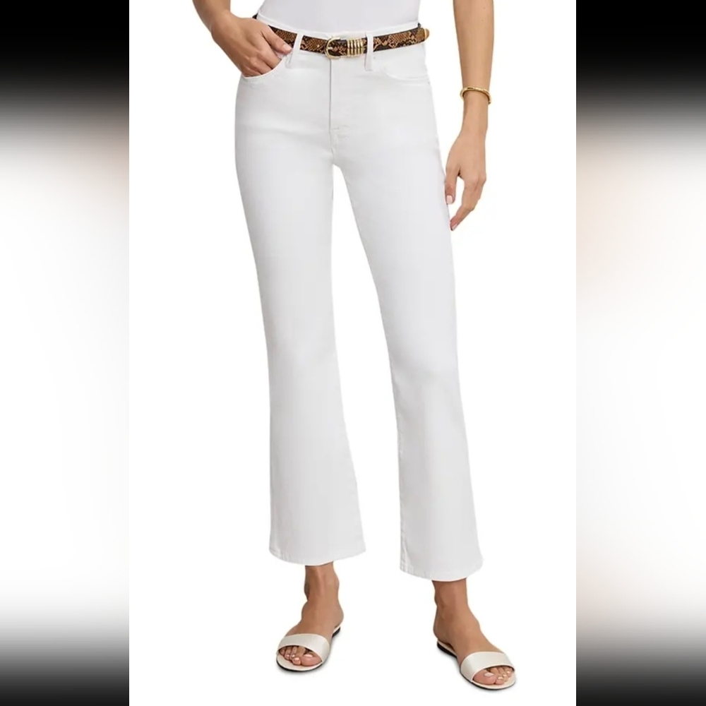 NWT Good American Good Legs Cropped Mini Bootcut Jeans In White - Size 14